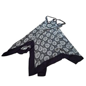 Resort DRESS TANGERINE Temple Black WHITE Abstract Multi-length HEM MEDIUM